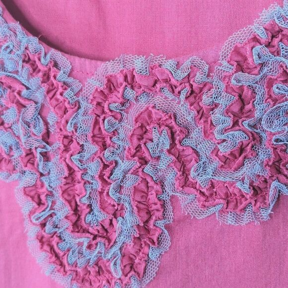 Merona Dark Salmon Tulle Embellished Pleated Shoulder Shift Dress size M - Picture 6 of 9